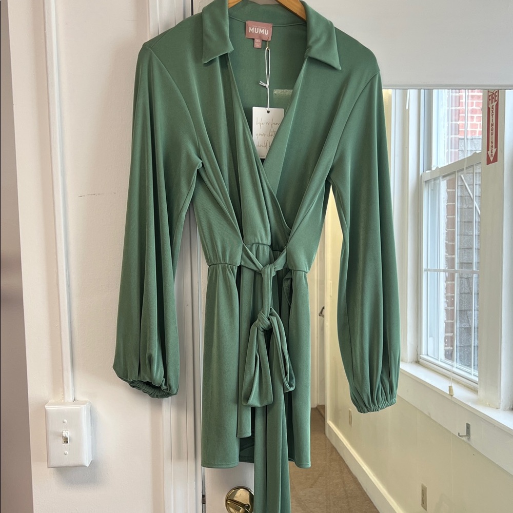 Show Me Your MuMu Green Wrap Dress